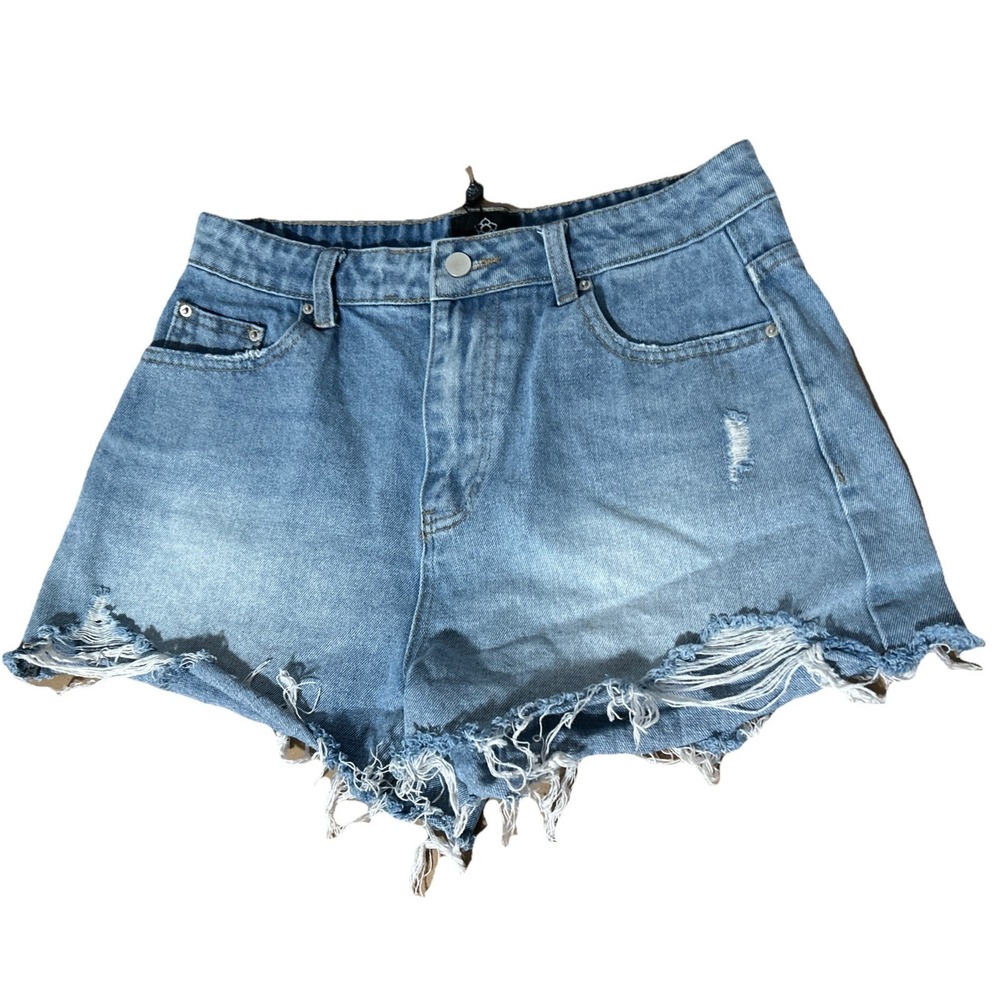 Sweetkama Womens Denim Short Cutoff Frayed Hem Distressed Size L Waist 31 Inches